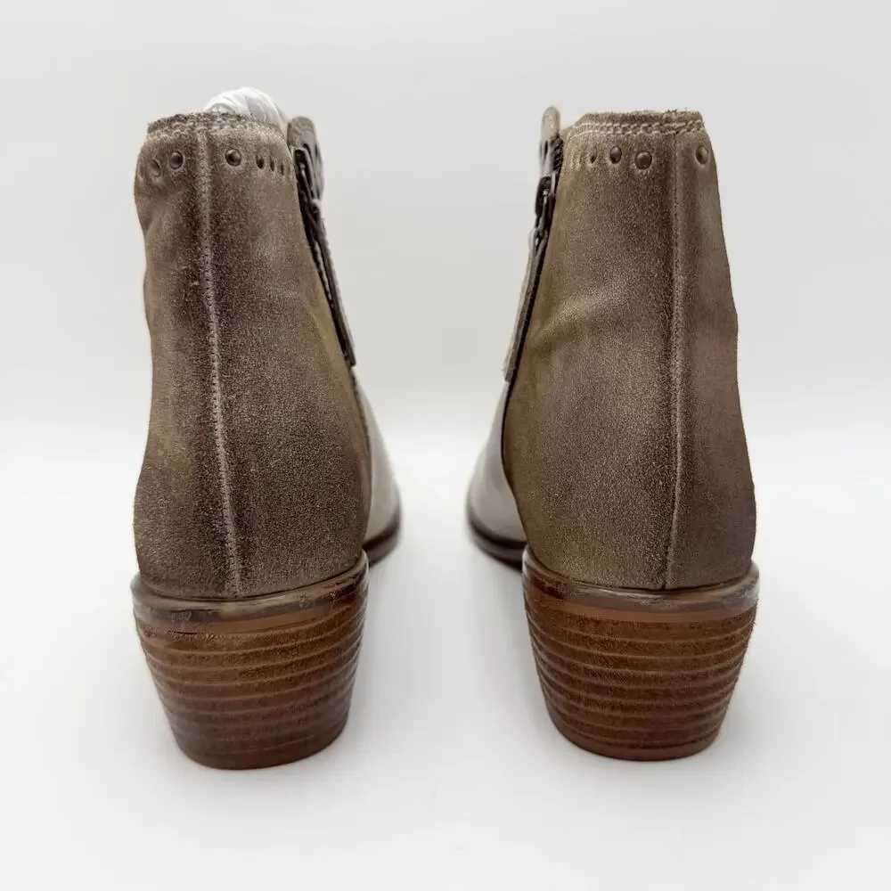 ROAN by BED STU Womens Liz Ankle Booties Size 10 M Bone Grey Leather NIB